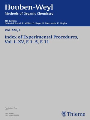 cover image of Houben-Weyl Methods of Organic Chemistry Volume XVI/1